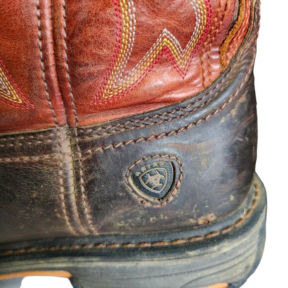 Ariat WorkHog Western Boots Mens 10.5 D Steel Toe Leather Square Toe Workwear - Picture 11 of 12